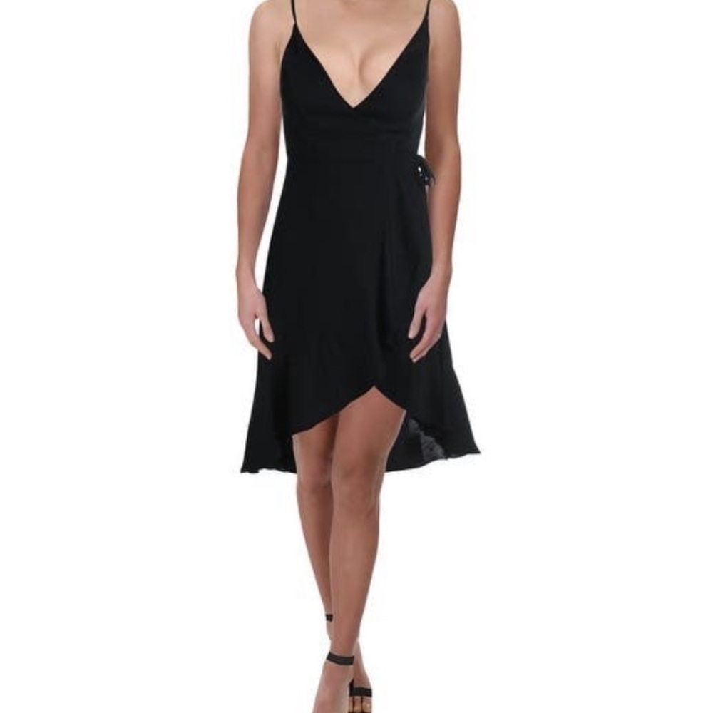 Amanda UpRichard deep plunge black mini dress‎